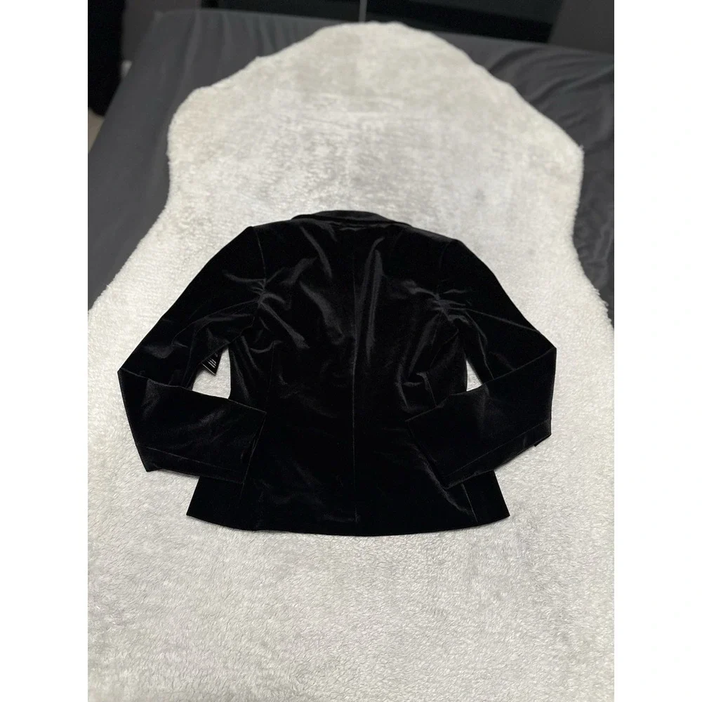 New Express Women's Black Velvet‎ Tuxedo Blazer Jacket Size 0 Single Button